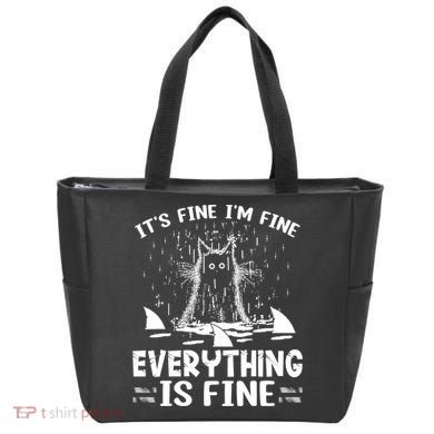 It's Fine I'm Fine Everything Is Fine Funny Cat Tote Bag