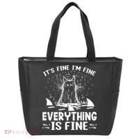 It's Fine I'm Fine Everything Is Fine Funny Cat Tote Bag thumb 0