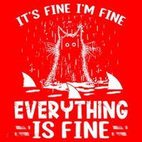 It's Fine I'm Fine Everything Is Fine Funny Cat Santa Hat thumb 1