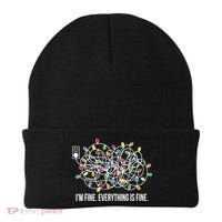 It's Fine I'm Fine Everything Is Fine Funny Christmas Lights Beanie thumb 0
