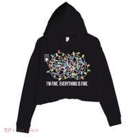 It's Fine I'm Fine Everything Is Fine Funny Christmas Lights Crop Fleece Hoodie thumb 0