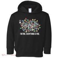 It's Fine I'm Fine Everything Is Fine Funny Christmas Lights Toddler Hoodie thumb 0