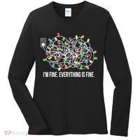 It's Fine I'm Fine Everything Is Fine Funny Christmas Lights Women's Long Sleeve Shirt thumb 0