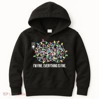 It's Fine I'm Fine Everything Is Fine Funny Christmas Lights Kids Hoodie thumb 0