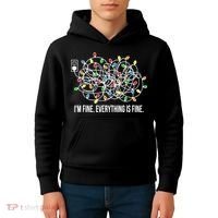 It's Fine I'm Fine Everything Is Fine Funny Christmas Lights Kids Hoodie thumb 4