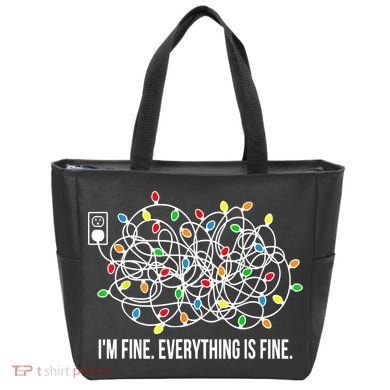 It's Fine I'm Fine Everything Is Fine Funny Christmas Lights Tote Bag