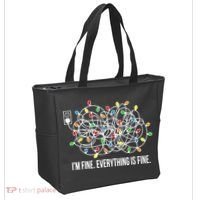 It's Fine I'm Fine Everything Is Fine Funny Christmas Lights Tote Bag thumb 2