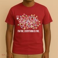 It's Fine I'm Fine Everything Is Fine Funny Christmas Lights T-Shirt thumb 3