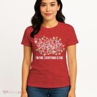 It's Fine I'm Fine Everything Is Fine Funny Christmas Lights Women's T-Shirt thumb 4