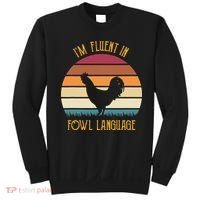 I'm Fluent In Fowl Language Retro Rooster Sunset Farmer Sweatshirt thumb 0