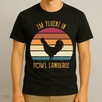 I'm Fluent In Fowl Language Retro Rooster Sunset Farmer T-Shirt thumb 3