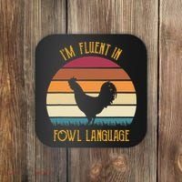 I'm Fluent In Fowl Language Retro Rooster Sunset Farmer Coaster thumb 0