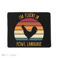 I'm Fluent In Fowl Language Retro Rooster Sunset Farmer Mousepad thumb 0