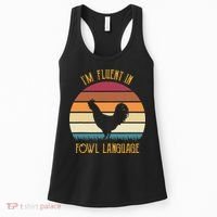 I'm Fluent In Fowl Language Retro Rooster Sunset Farmer Women's Tank Top thumb 0