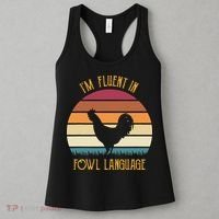 I'm Fluent In Fowl Language Retro Rooster Sunset Farmer Women's Tank Top thumb 3