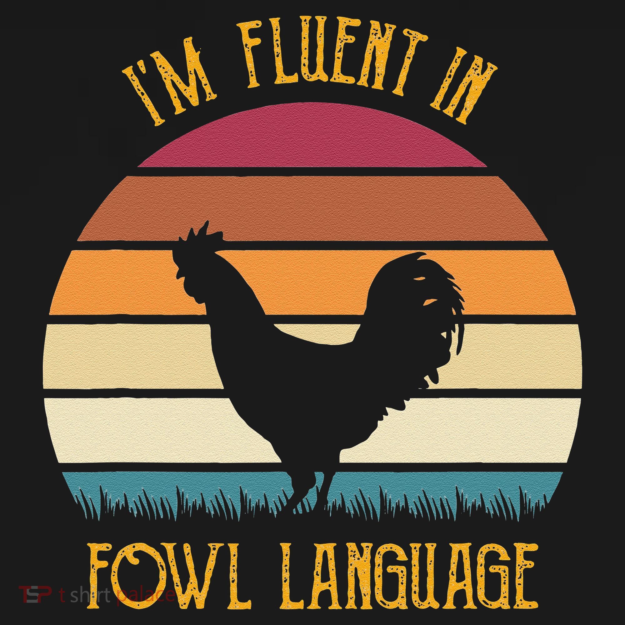 I'm Fluent In Fowl Language Retro Rooster Sunset Farmer Women's Tank Top
