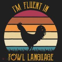 I'm Fluent In Fowl Language Retro Rooster Sunset Farmer Hat thumb 2