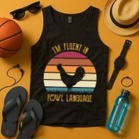 I'm Fluent In Fowl Language Retro Rooster Sunset Farmer Tank Top thumb 4