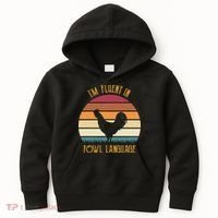 I'm Fluent In Fowl Language Retro Rooster Sunset Farmer Kids Hoodie thumb 0