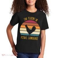 I'm Fluent In Fowl Language Retro Rooster Sunset Farmer Kids T-Shirt thumb 2