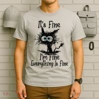 It's Fine I'm Fine Everything Fine Cat Cute Cat T-Shirt thumb 6