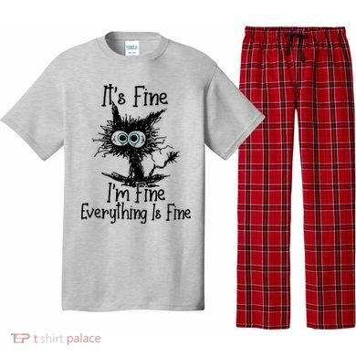 It's Fine I'm Fine Everything Fine Cat Cute Cat Pajama Set