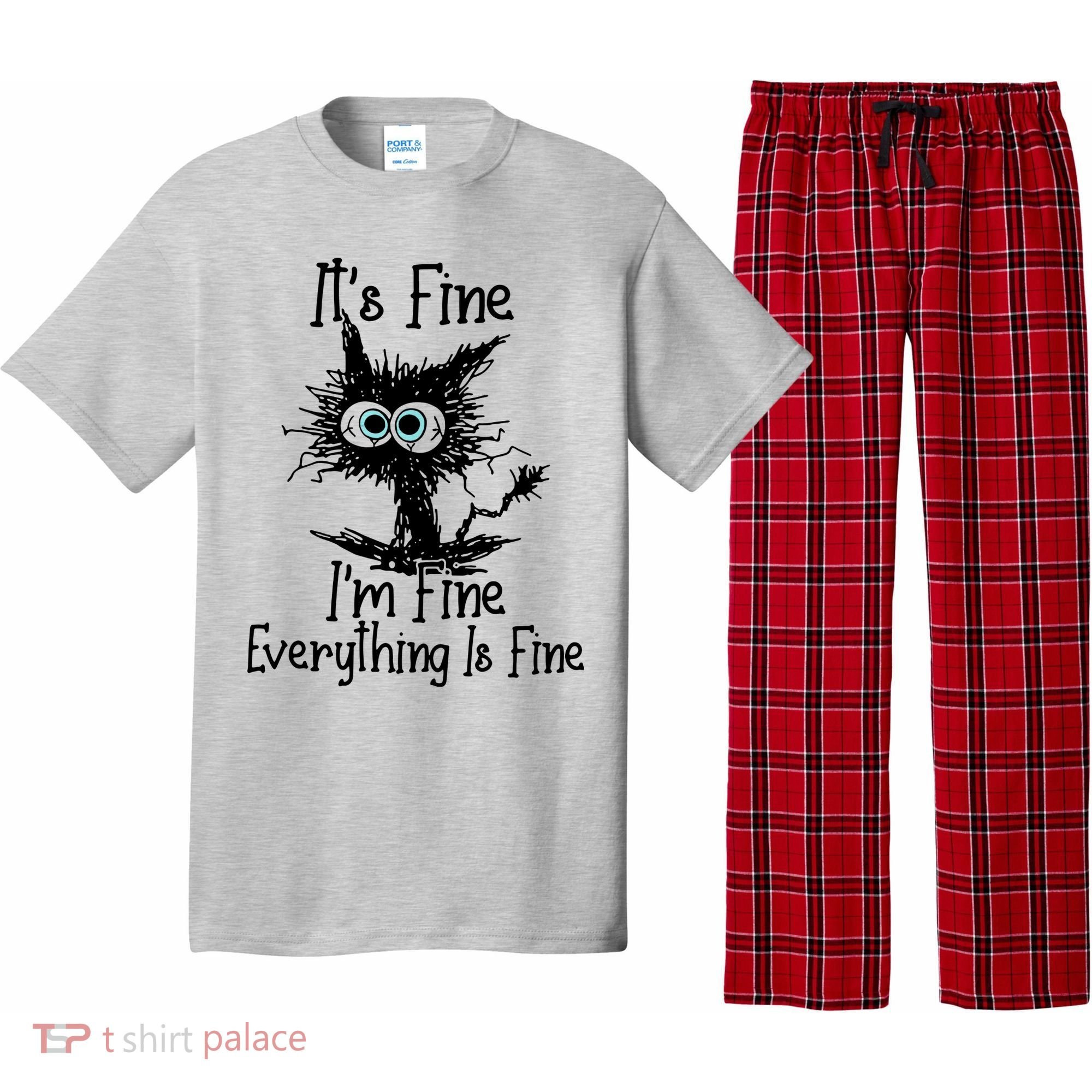 It's Fine I'm Fine Everything Fine Cat Cute Cat Pajama Set