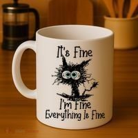 It's Fine I'm Fine Everything Fine Cat Cute Cat Coffee Mug thumb 4