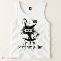 It's Fine I'm Fine Everything Fine Cat Cute Cat Tank Top thumb 2