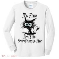 It's Fine I'm Fine Everything Fine Cat Cute Cat Kids Long Sleeve Shirt thumb 0