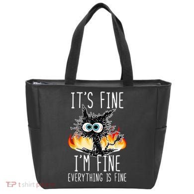 It's Fine I'm Fine Everything Is Fine Funny Cat Tote Bag