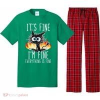 It's Fine I'm Fine Everything Is Fine Funny Cat Pajama Set thumb 0