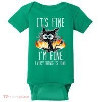 It's Fine I'm Fine Everything Is Fine Funny Cat Baby Bodysuit thumb 0
