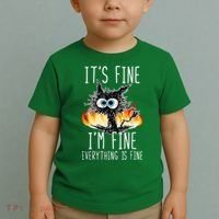 It's Fine I'm Fine Everything Is Fine Funny Cat Toddler T-Shirt thumb 2