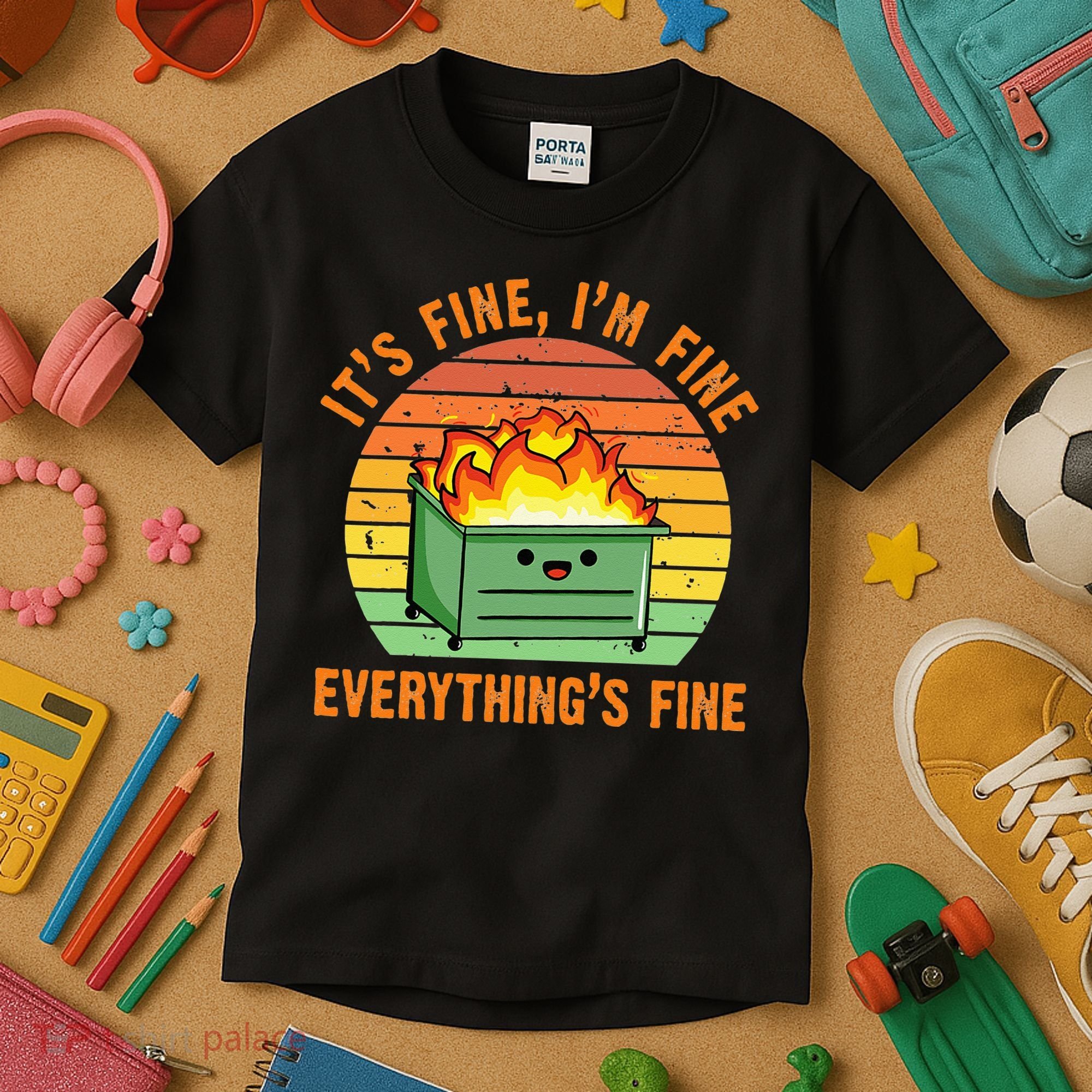 Its Fine Im Fine Everythings Fine Lil Dumpster Fire Cool Kids T-Shirt
