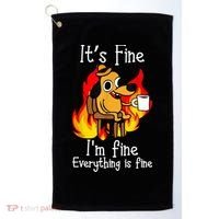ItS Fine IM Fine Everything Is Fine Funny IM Fine Dog Golf Towel thumb 0