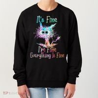 Its Fine Im Fine Everything Is Fine Tie Dye Cat Women's Sweatshirt thumb 0