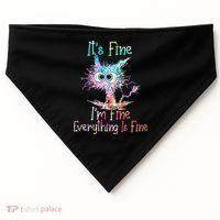 Its Fine Im Fine Everything Is Fine Tie Dye Cat USA-Made Doggie Bandana thumb 0
