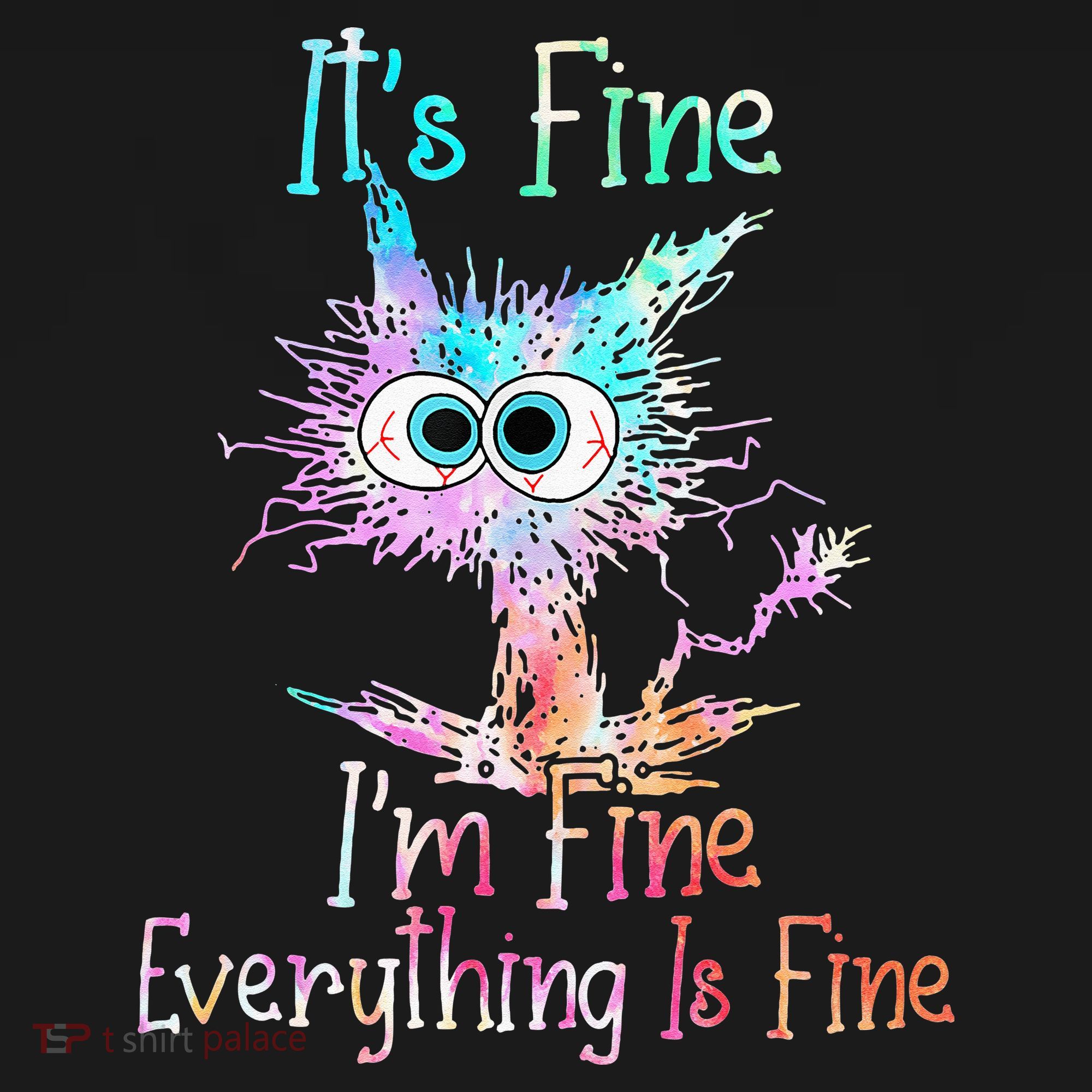 Its Fine Im Fine Everything Is Fine Tie Dye Cat USA-Made Doggie Bandana
