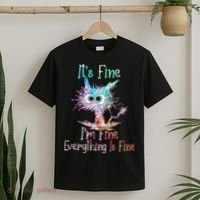 Its Fine Im Fine Everything Is Fine Tie Dye Cat T-Shirt thumb 2