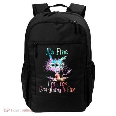 Its Fine Im Fine Everything Is Fine Tie Dye Cat Backpack