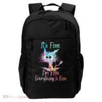 Its Fine Im Fine Everything Is Fine Tie Dye Cat Backpack thumb 0