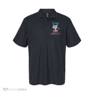 Its Fine Im Fine Everything Is Fine Tie Dye Cat Polo