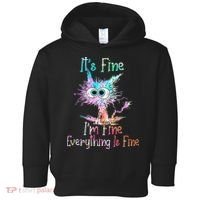 Its Fine Im Fine Everything Is Fine Tie Dye Cat Toddler Hoodie thumb 0