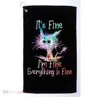 Its Fine Im Fine Everything Is Fine Tie Dye Cat Golf Towel thumb 0