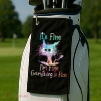 Its Fine Im Fine Everything Is Fine Tie Dye Cat Golf Towel thumb 2