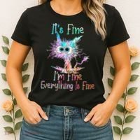 Its Fine Im Fine Everything Is Fine Tie Dye Cat Women's T-Shirt thumb 2