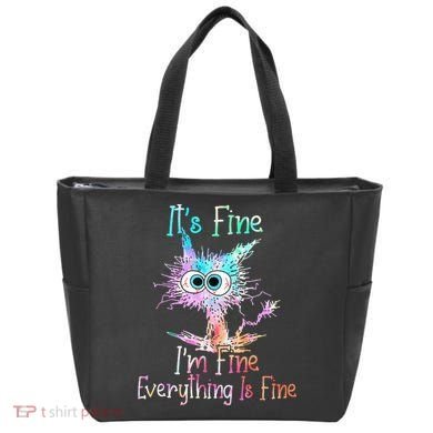 Its Fine Im Fine Everything Is Fine Tie Dye Cat Tote Bag