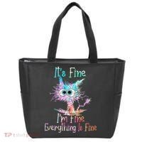 Its Fine Im Fine Everything Is Fine Tie Dye Cat Tote Bag thumb 0