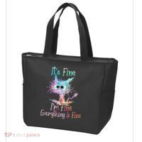 Its Fine Im Fine Everything Is Fine Tie Dye Cat Tote Bag thumb 3
